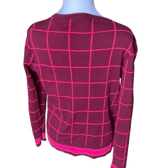 A New Day Cotton Cardigan Sweater in Wine and Pink, Sparkle Trim, sz Sm/Medium - Picture 4 of 8